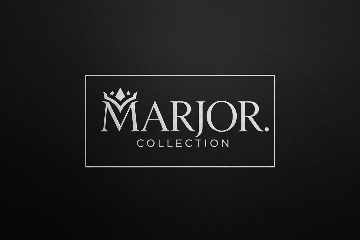 make a moder logo saying Marjor and make it white and plack with a luxurz